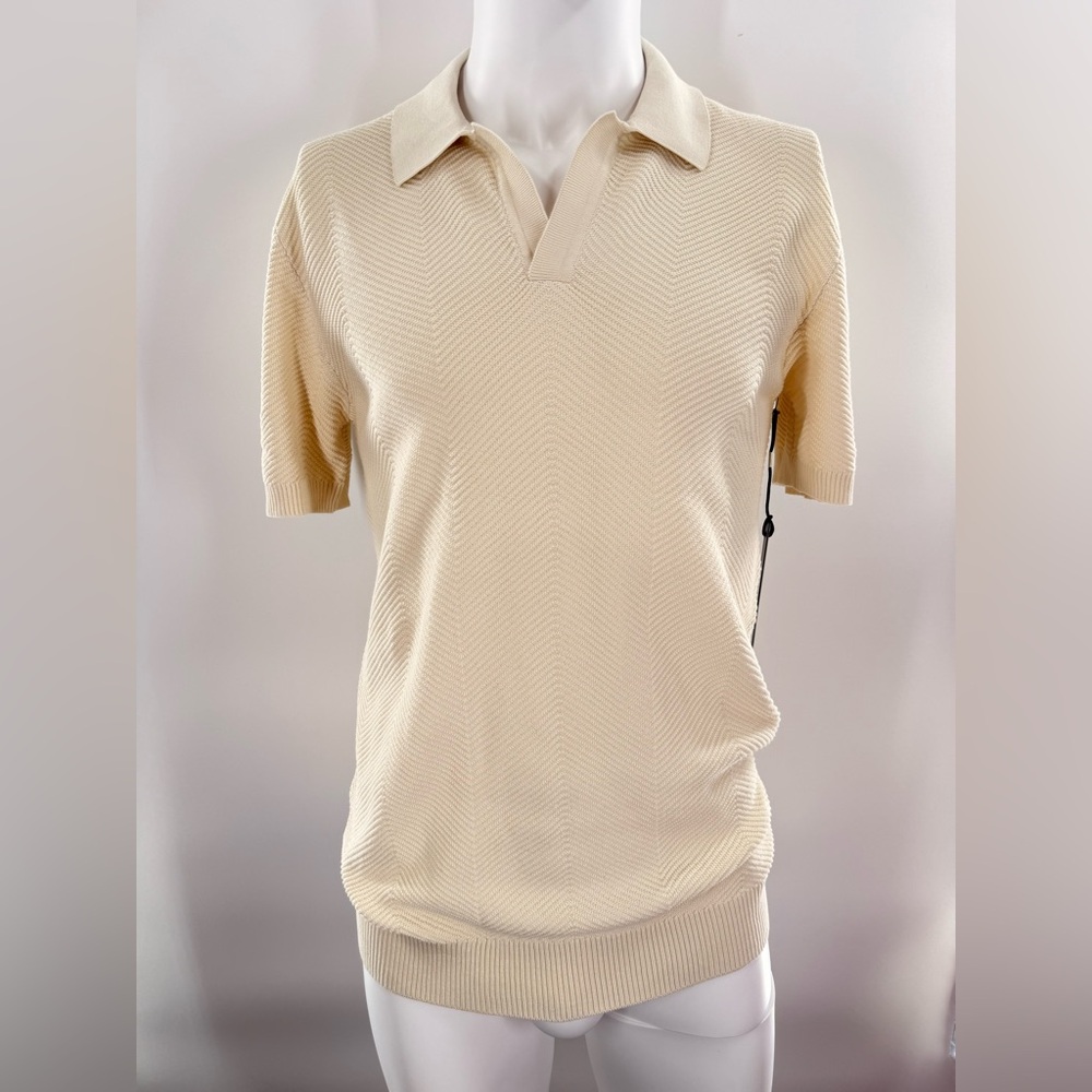 NWT Karl Lagerfeld Paris Textured Open Collar Polo - Picture 6 of 15